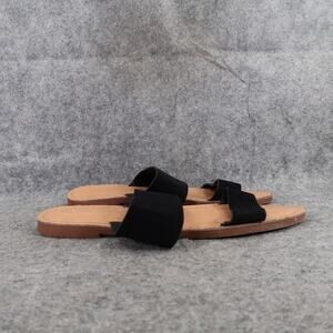 ANNA Shoes Womens 9 Sandals Slides Double Strap Slip On Flat Black Casual Boho